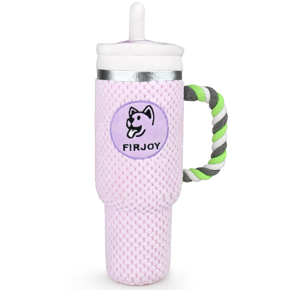 FIRJOY Funny Dog Toys - Cute Stanley-Shaped Cup Squeaky Dog Toy for All Dog Breeds and Sizes (Lilac)