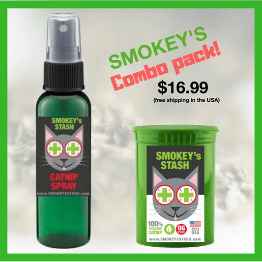 Smokey's Stash Catnip Combo Pack with organic spray and toy