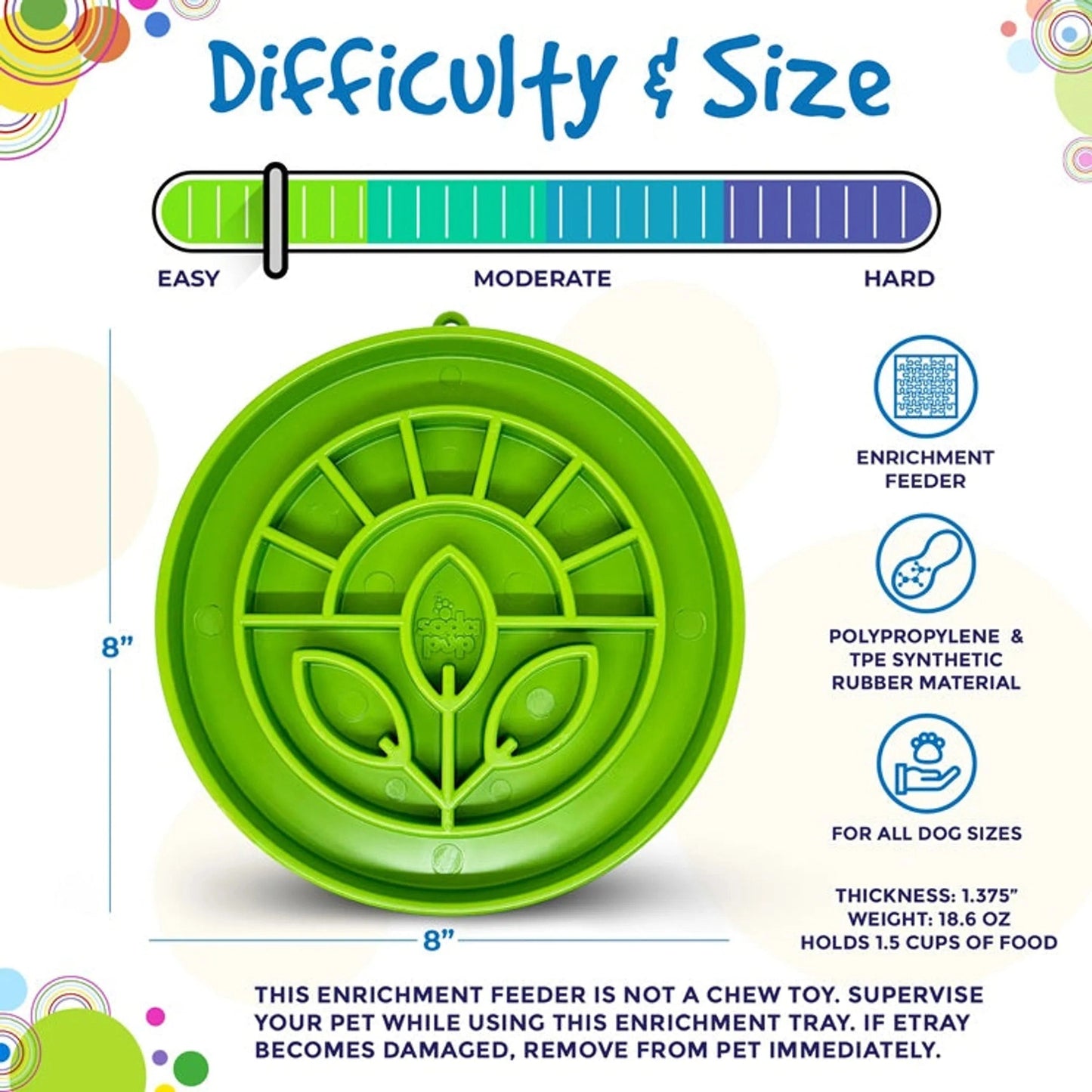 SodaPup green slow feeder bowl dimensions and polypropylene material specs
