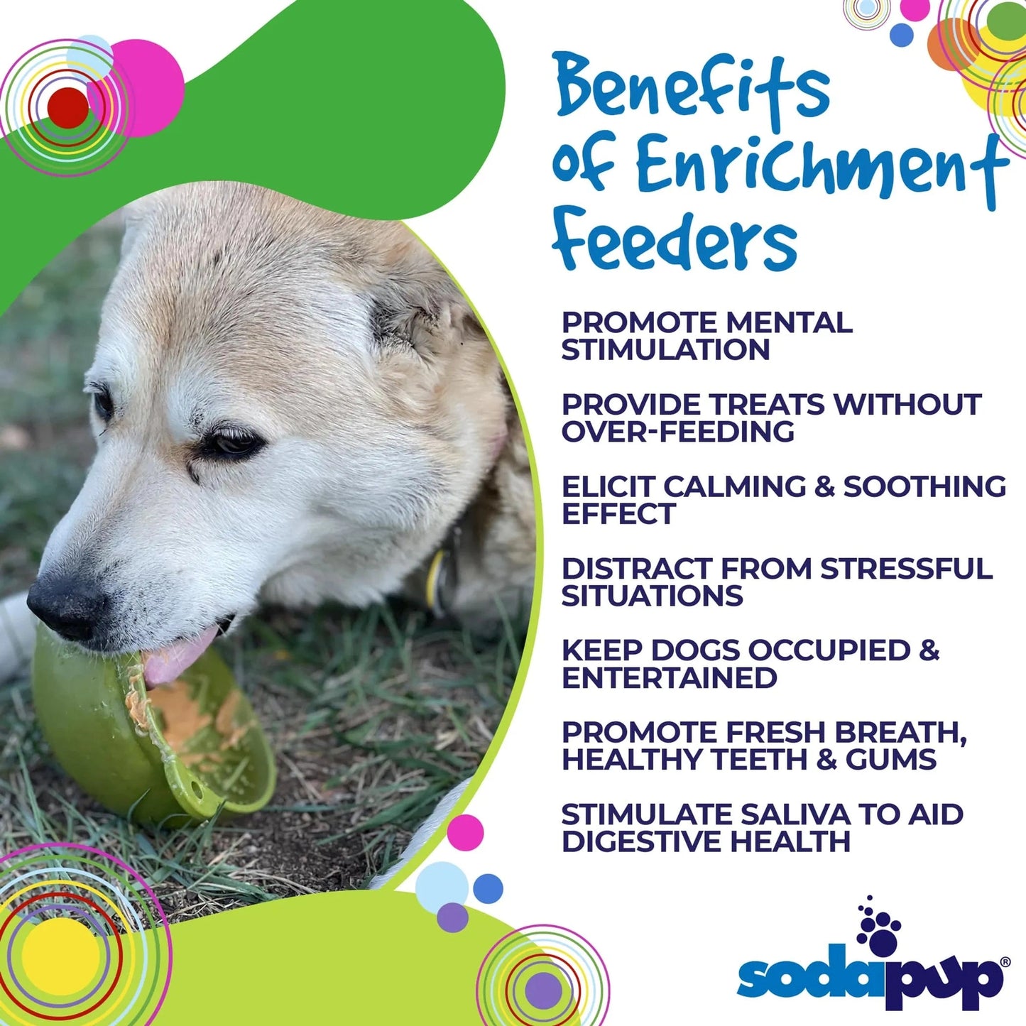Green wobble lick mat promoting mental stimulation and slow feeding for dogs