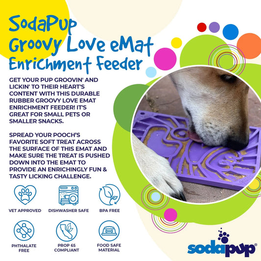 Small purple SodaPup Groovy Love eMat with embossed geometric relief design