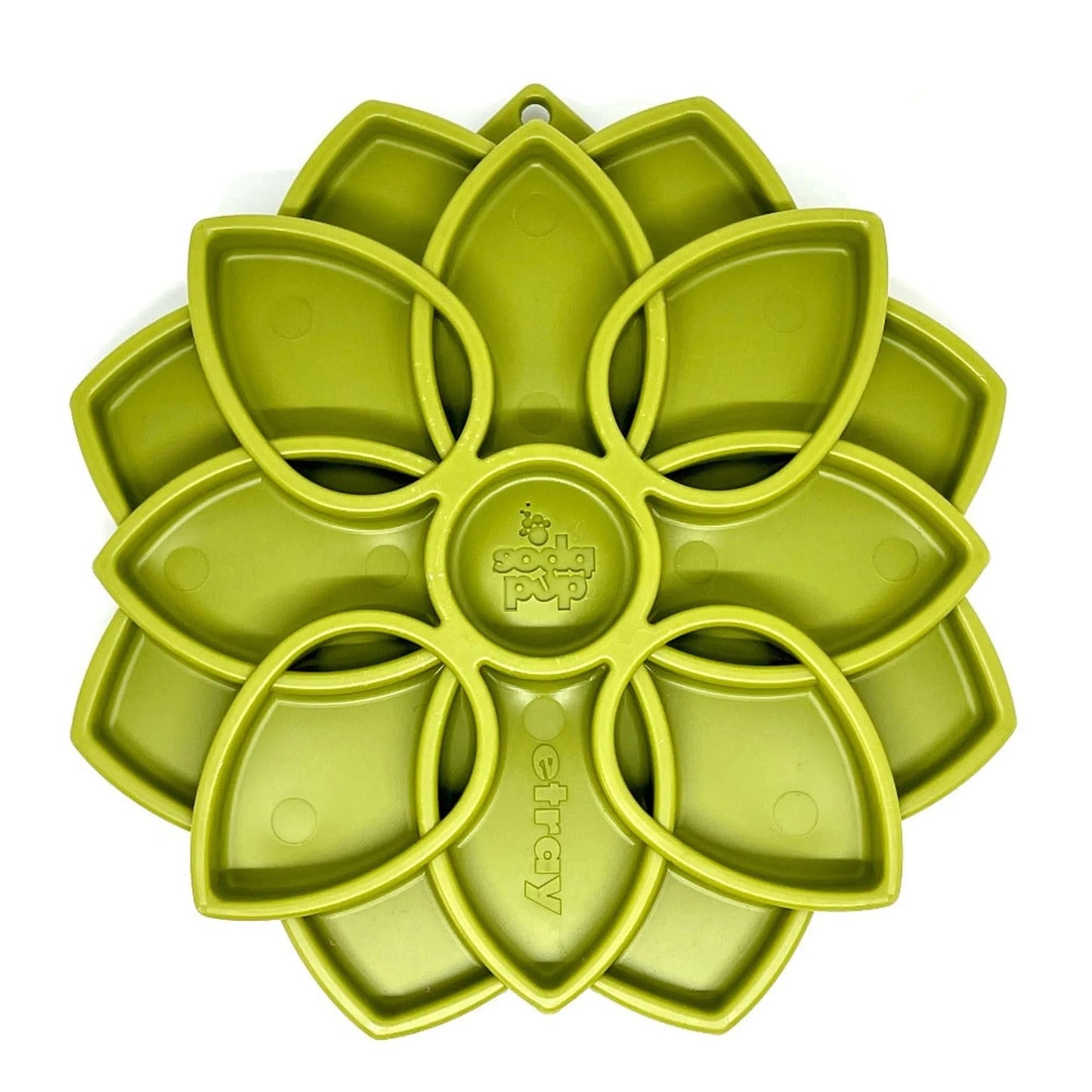 Green SodaPup Mandala slow feeder dog lick mat with flower design