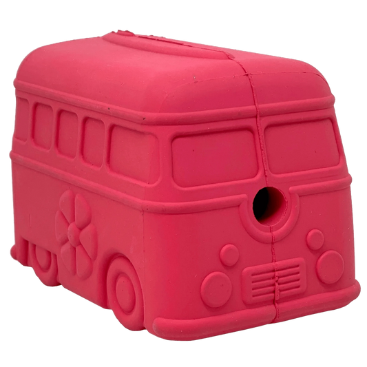 Lime green retro van treat dispenser chew toy for dogs