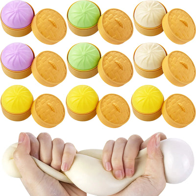 10 Pcs Colorful Dumpling Stress Balls Fidget Sensory Toy Stress Relief Squeezing Dough Bun for Halloween Project Tricking People Kid Playing