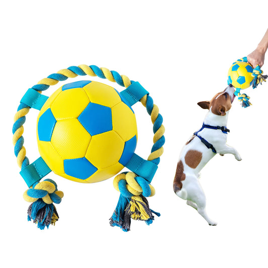 Kitensil Dog Toys Soccer Ball with Straps and Rope Interactive Dog Toys with Rope for Tug of War Puppy Birthday Gifts Dog Tug Toy Dog Water Toy Durable Dog Balls for Small & Medium Dogs(6 Inch)