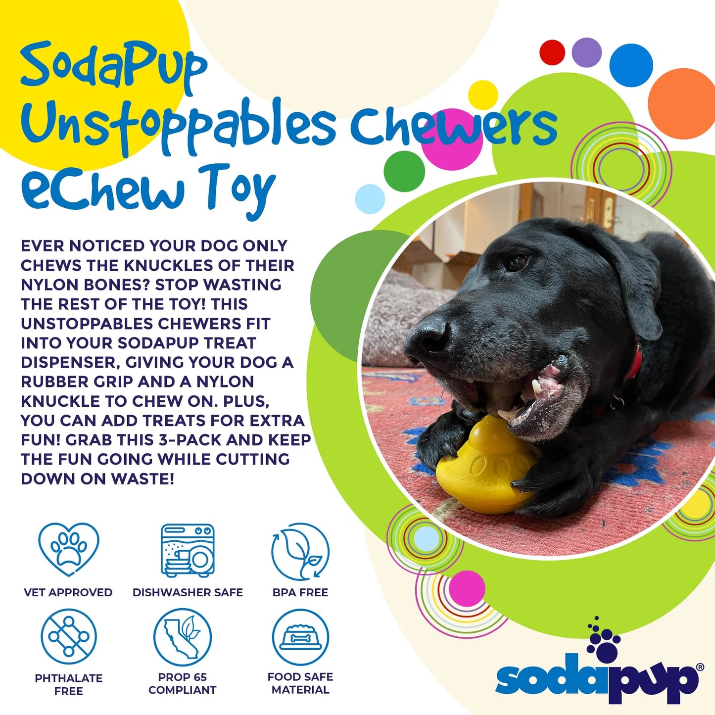 SodaPup Unstoppables Nylon Chew Knuckles 3-Pack