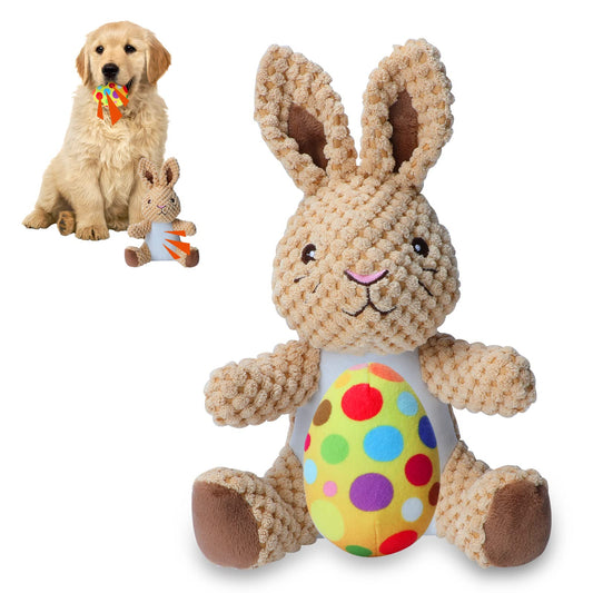 YUEPET Easter Bunny Dog Toys Squeaky Dog Chew Toys for Cleaning Teeth Stuffed Easter Egg Dog Toy for Puppies Small Medium Dogs