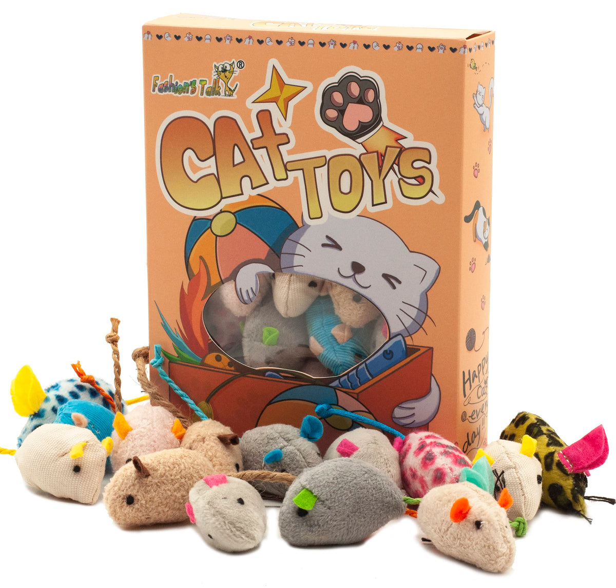 Fashions Talk Mouse Catnip Cat Toys Soft Plush Catnip Mice Assorted Style Catnip Cat Toys Variety Pack 32 Count