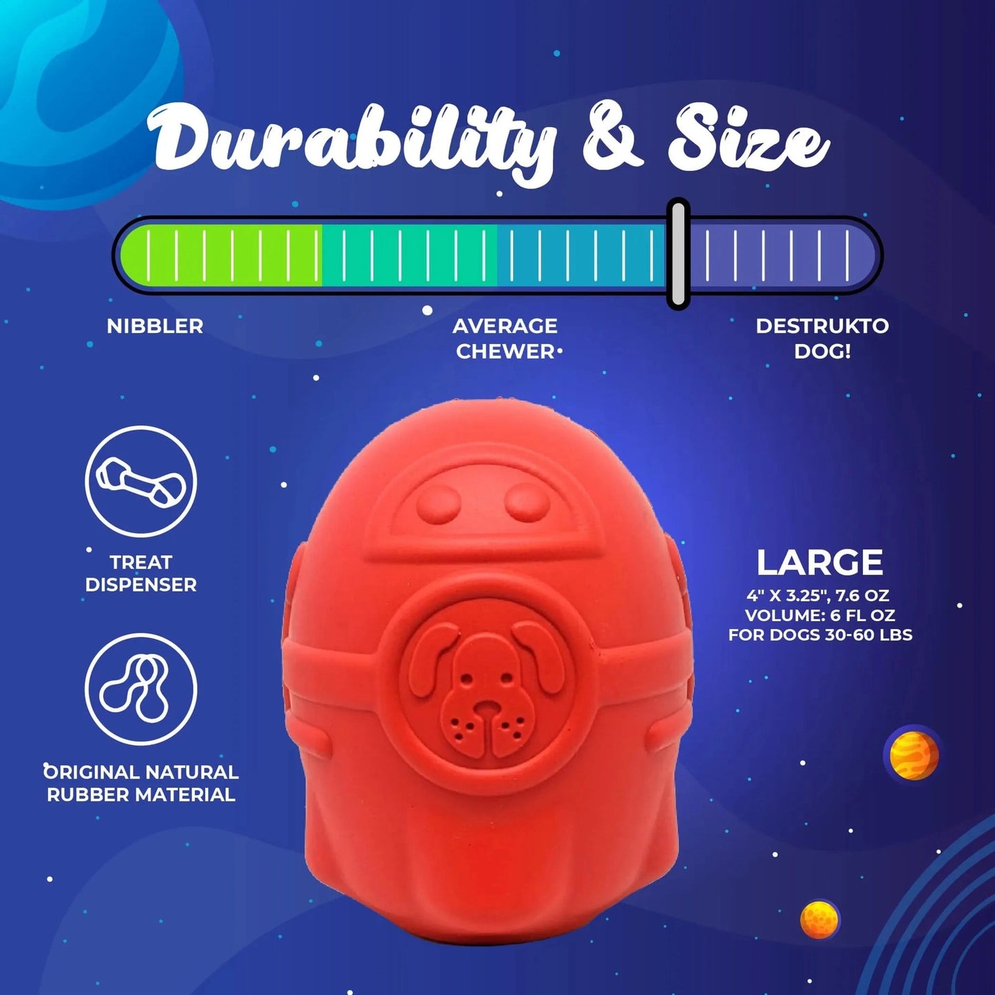 SodaPup Red Rocketman heavy-duty natural rubber treat dispenser for power chewers
