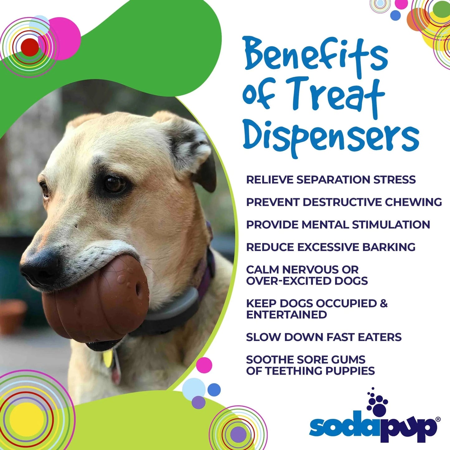 Brown hamburger rubber treat dispenser for dogs relieving separation stress