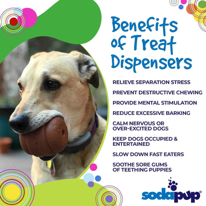 Brown hamburger rubber treat dispenser for dogs relieving separation stress