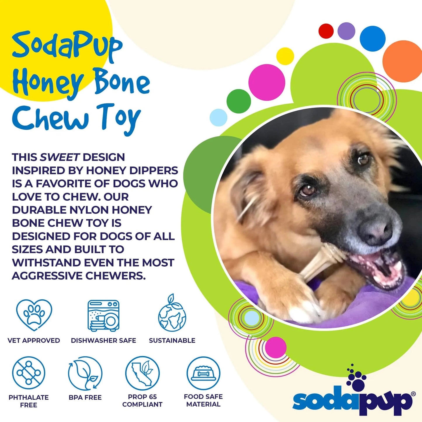 SodaPup Honey Bone Nylon Chew for Aggressive Chewers