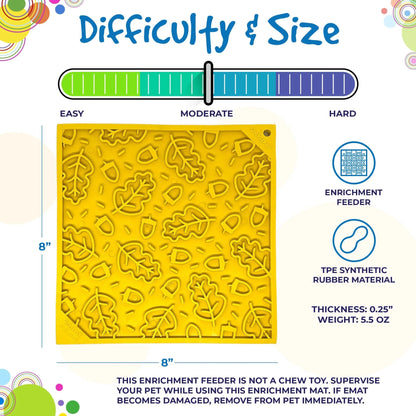 8x8 inch yellow TPE rubber autumn leaf lick mat moderate difficulty feeder
