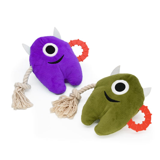 Onmygogo Large Dog Squeaky Chew Toys Stuffed Plush Dog Toys for Aggressive Chewers Durable Tug of War Rope Toys Puppy Toys for Small Medium Large Breed Monster Toys(Blue) (Purple & Green)