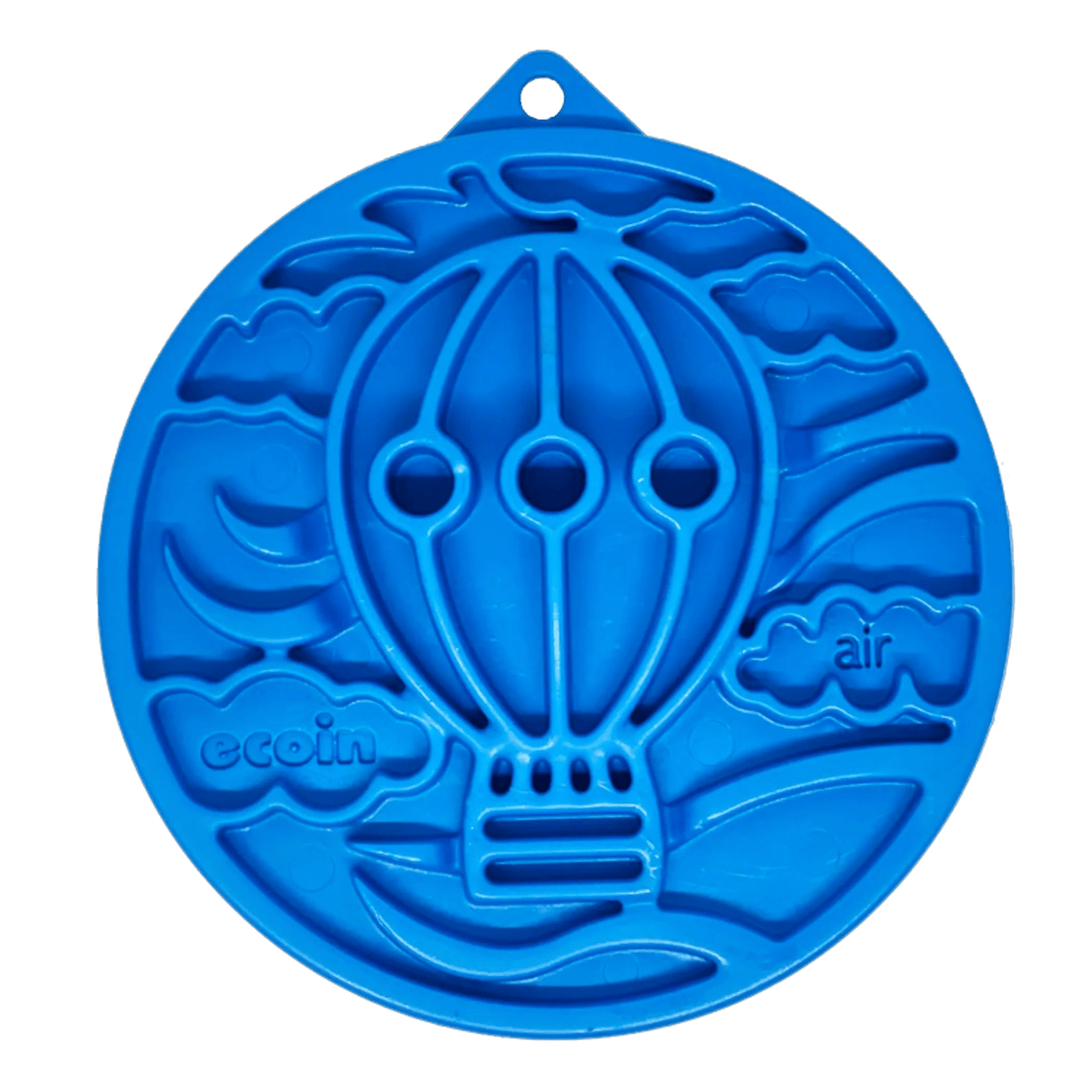 SodaPup Air eCoin blue nylon dog toy with hanging loop detail
