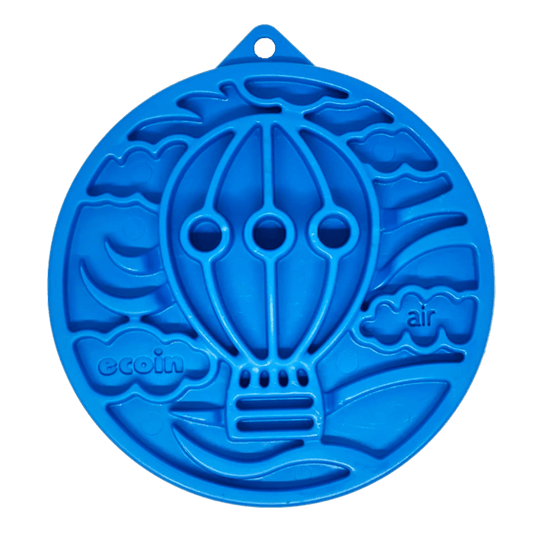 SodaPup Air eCoin blue nylon dog toy with hanging loop detail