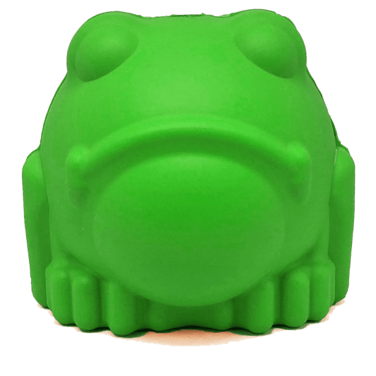 Green Bull Frog natural rubber chew toy for dogs