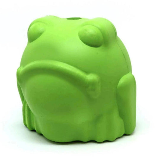 Green Bull Frog natural rubber chew toy for dogs