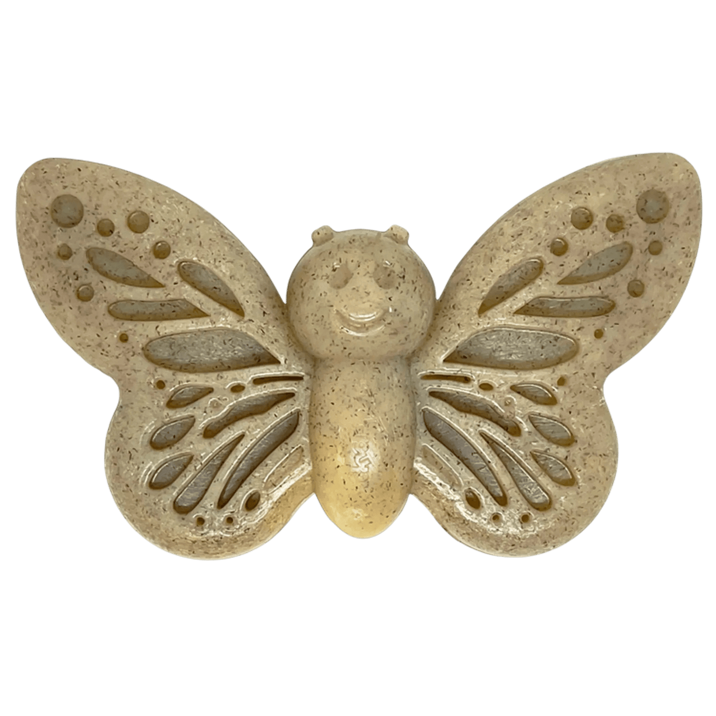 Beige Speckled SodaPup Butterfly Nylon Dog Toy Detail View