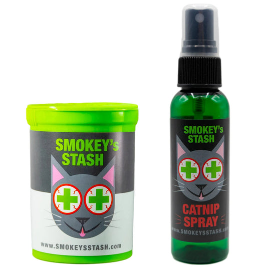 Smokey's Stash Catnip Combo Pack with organic spray and toy
