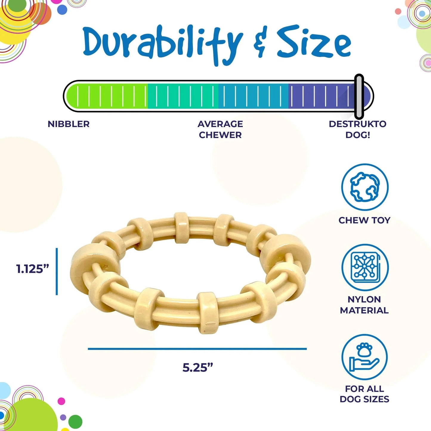 Durable Nylon Dog Chew Toy Size Chart for Heavy Chewers