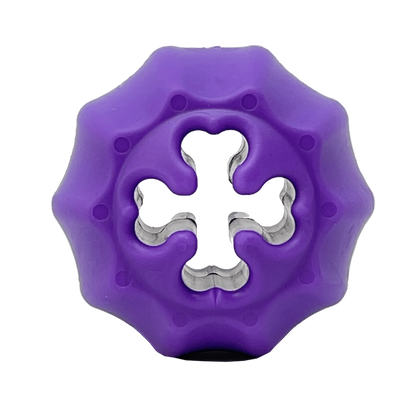 Cross-bone treat holder with internal silver arms for heavy chewers