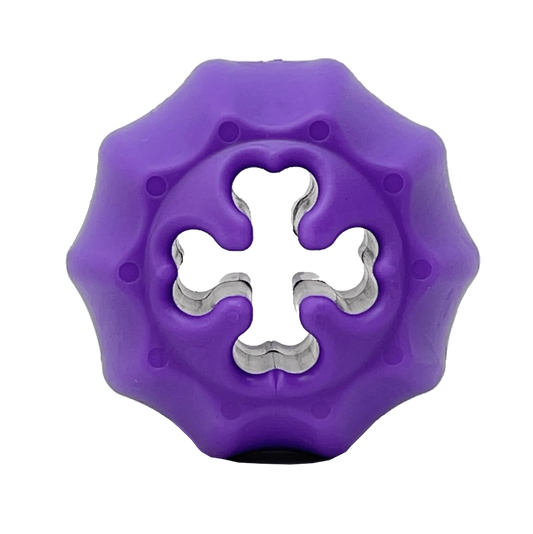 Cross-bone treat holder with internal silver arms for heavy chewers