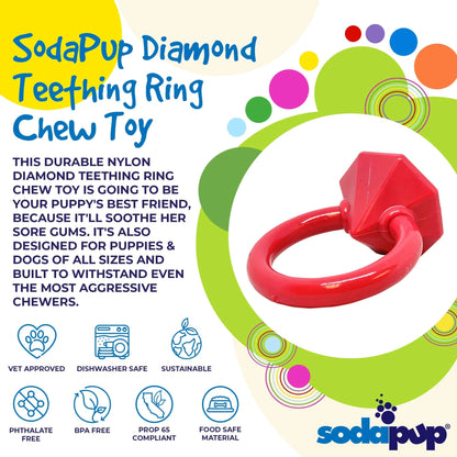 SodaPup Diamond Teething Ring Chew Toy for dogs made of durable nylon