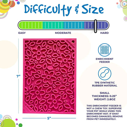 Small pink flower pattern lick mat 7x5 inches for cats and dogs