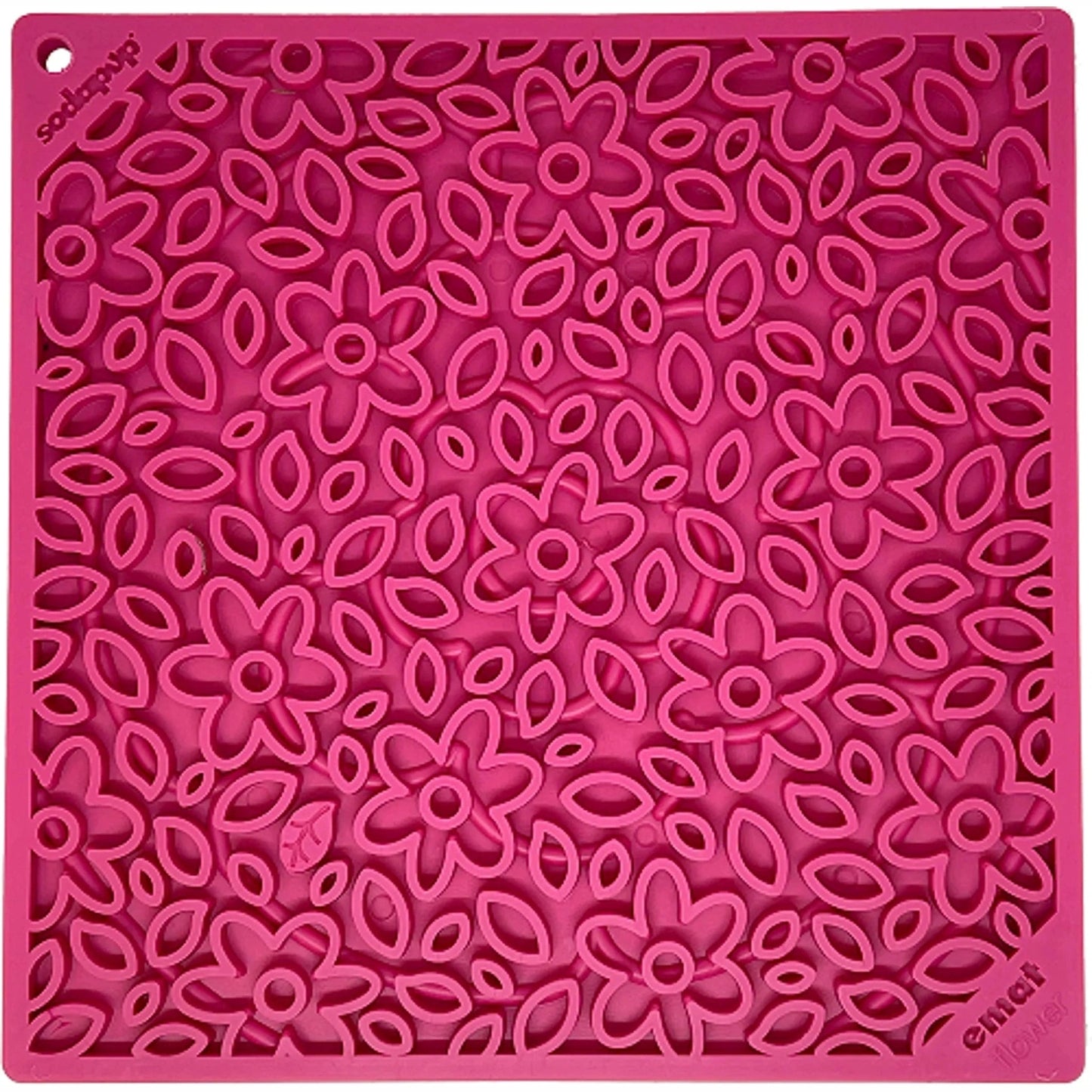 Pink square embossed floral leaf pattern pet lick mat