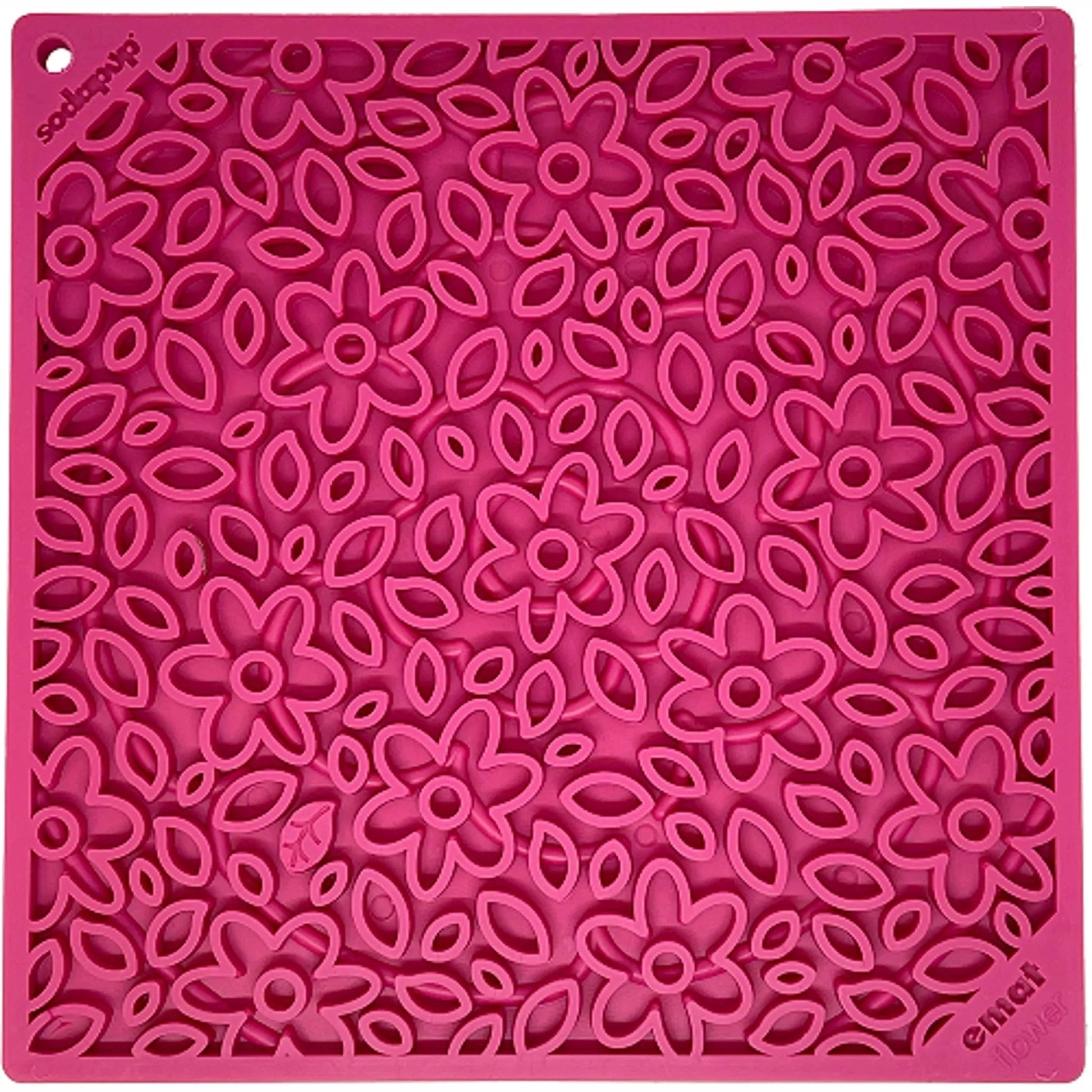 Pink square embossed floral leaf pattern pet lick mat
