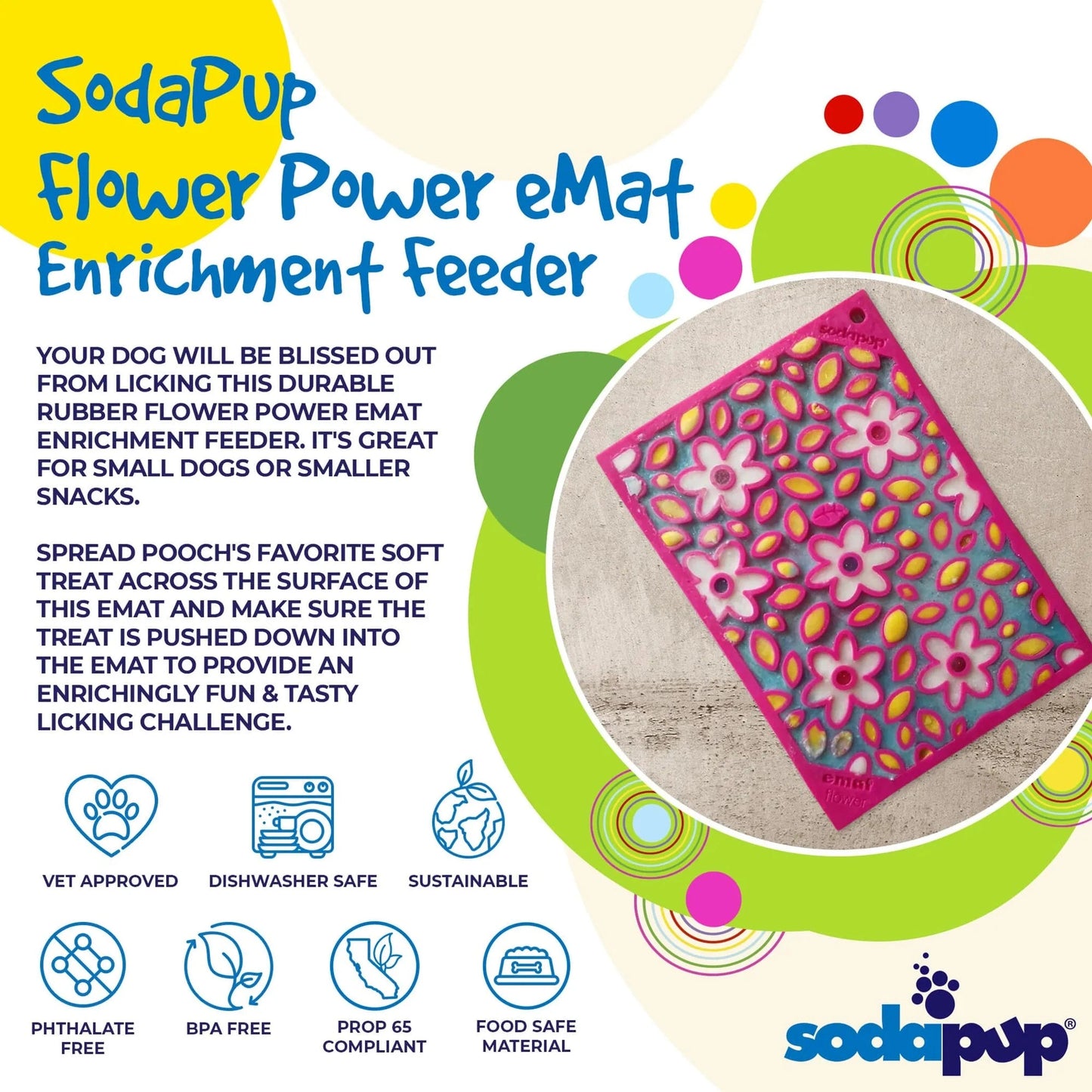 SodaPup Flower Power rubber enrichment feeder for small dogs