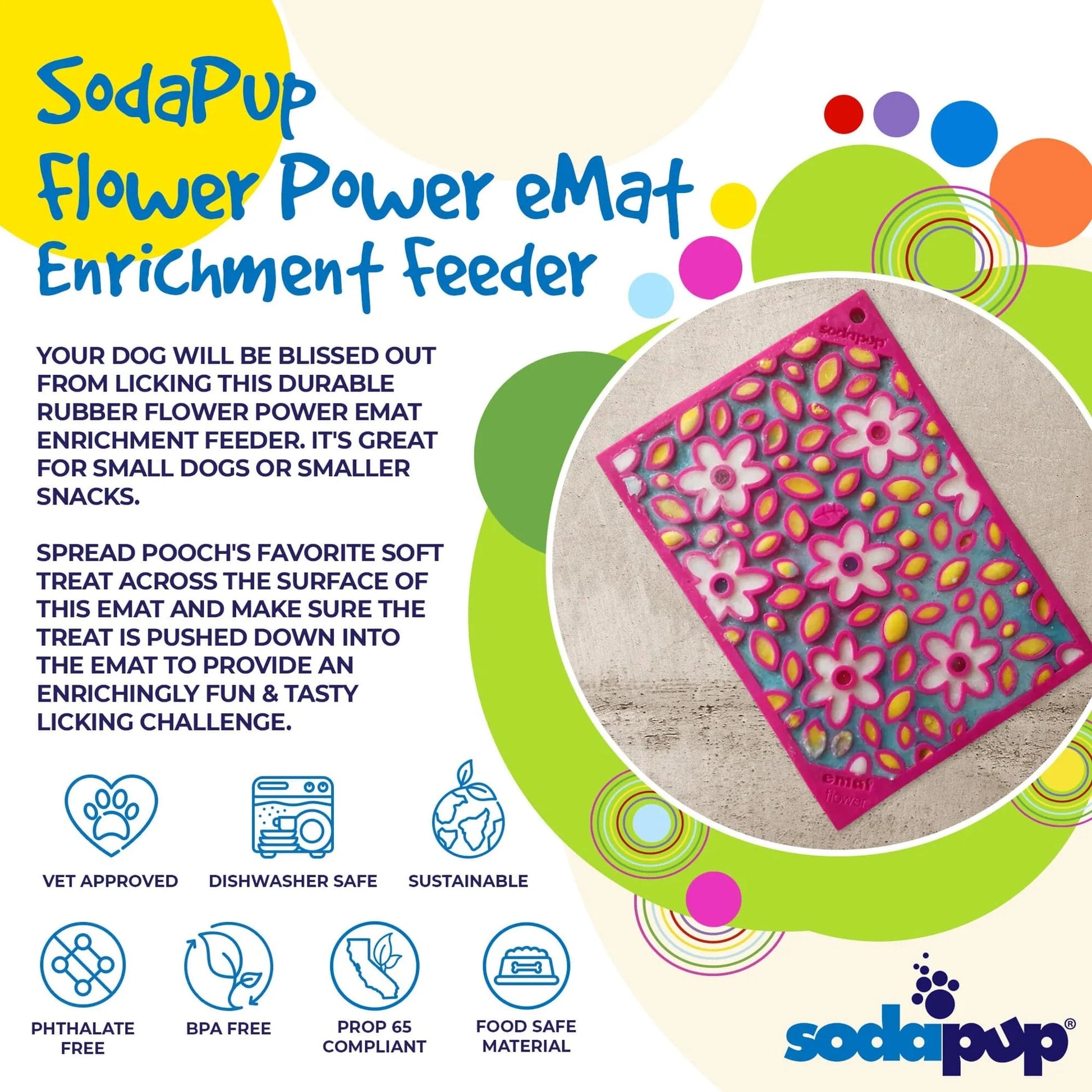 SodaPup Flower Power rubber enrichment feeder for small dogs
