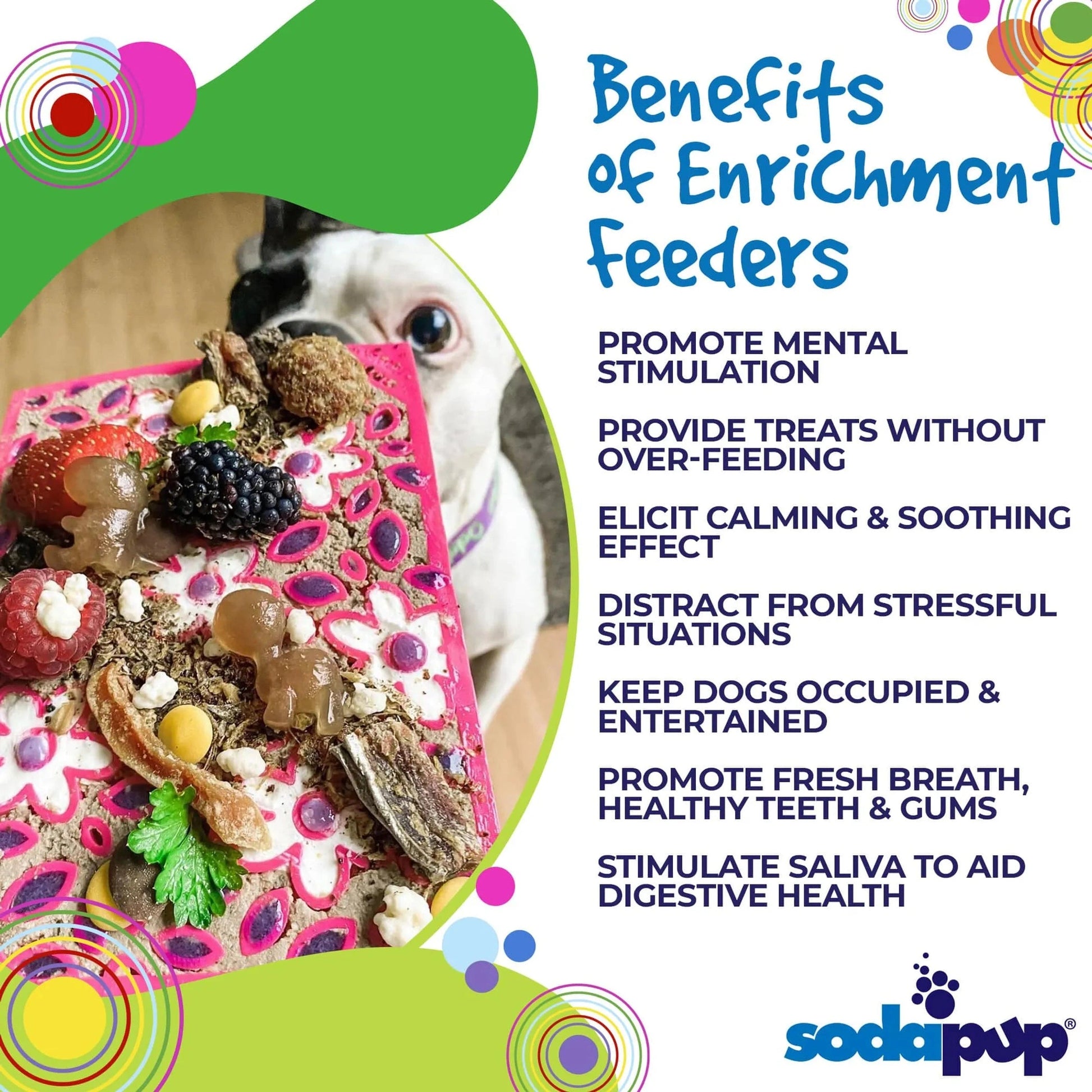 Pink floral lick mat with treats for dog anxiety relief