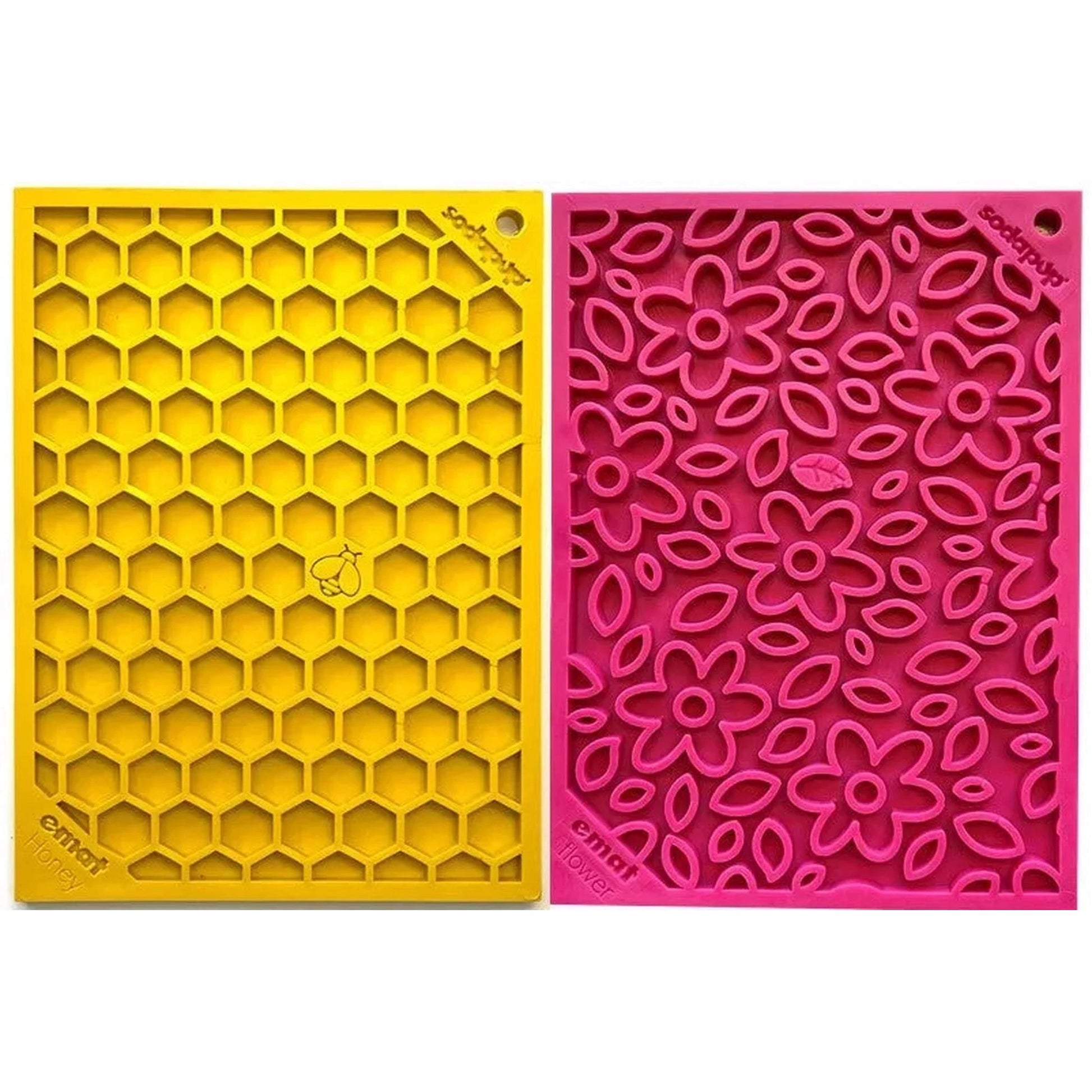 SodaPup Flower Power and Honeycomb lick mat bundle 2-pack