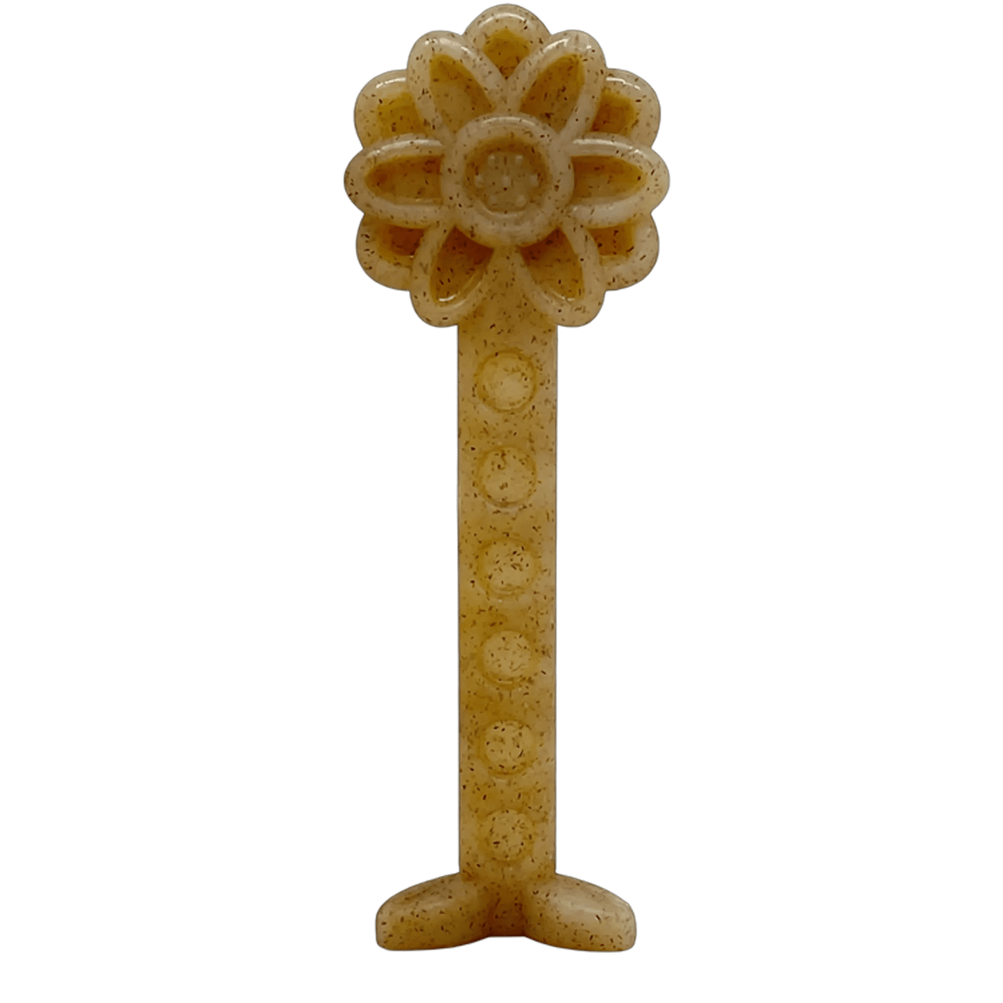 Beige speckled SodaPup Flower Tower nylon chew toy with two-pronged base