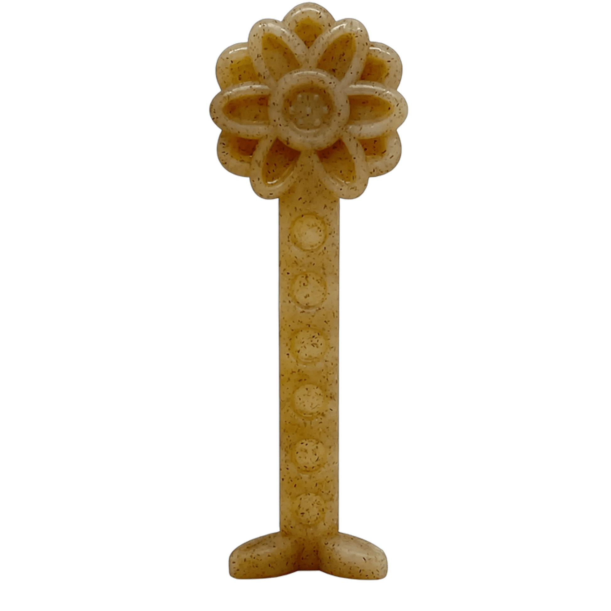 Beige speckled SodaPup Flower Tower nylon chew toy with two-pronged base