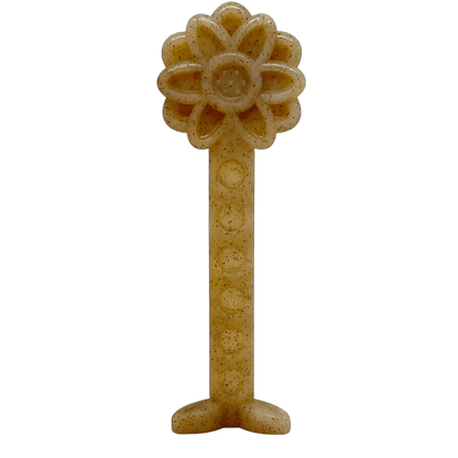 Beige speckled SodaPup Flower Tower nylon chew toy with two-pronged base