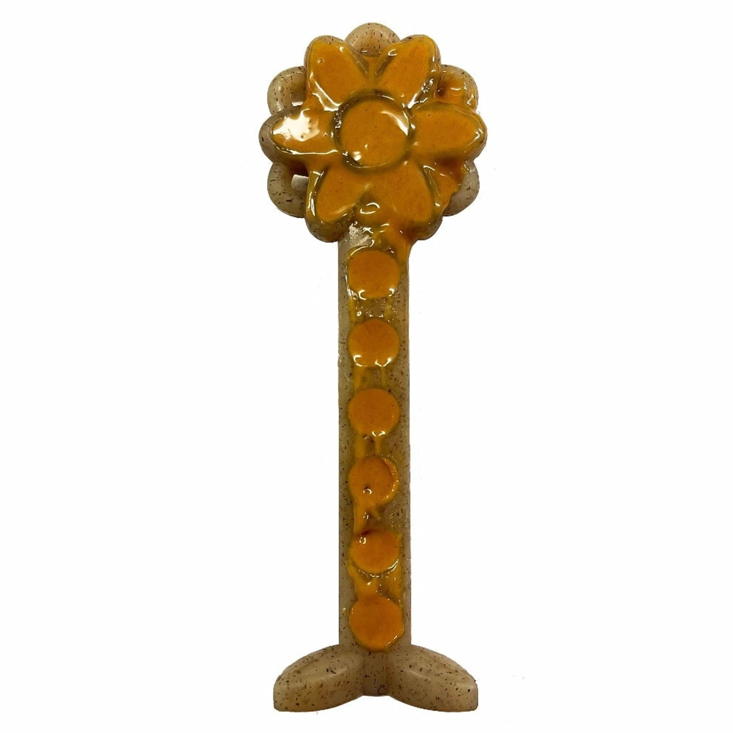 SodaPup Flower Tower nylon chew toy with orange-brown coating for small dogs