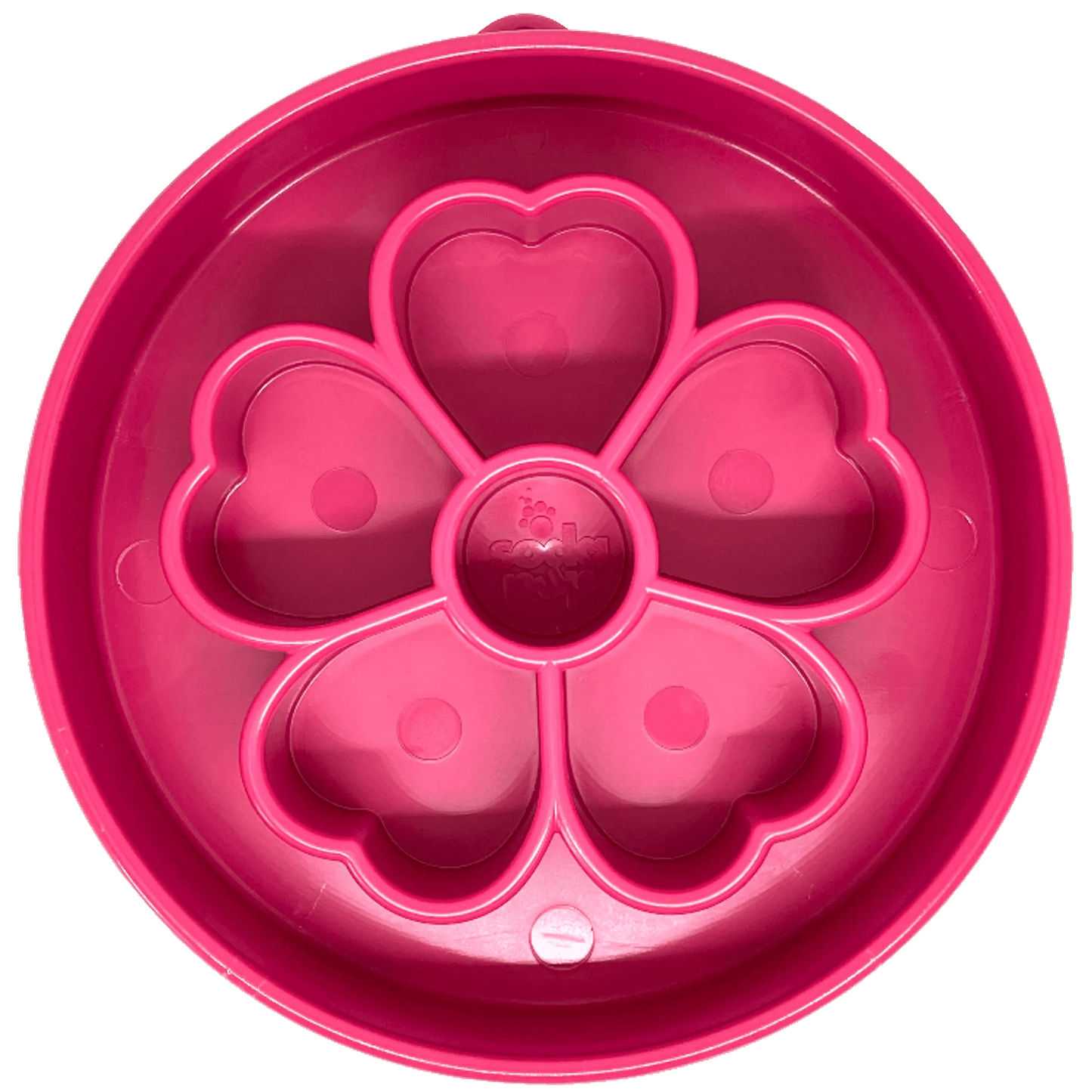 Pink glossy SodaPup flower design slow feeder dog bowl