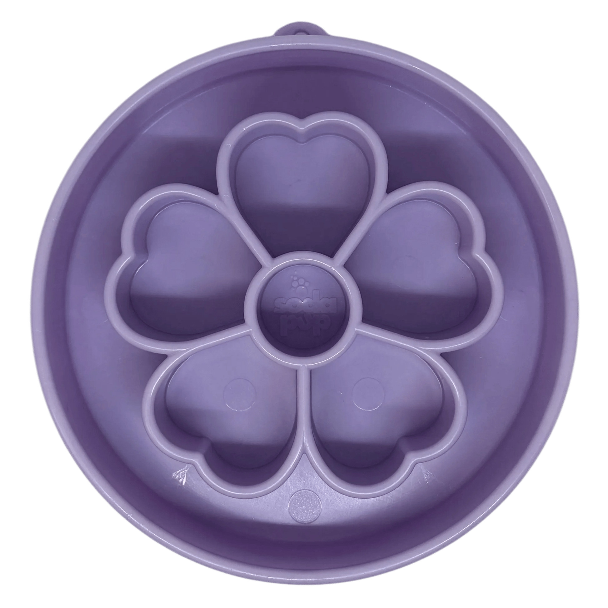 Purple SodaPup flower design slow feeder bowl with heart chambers