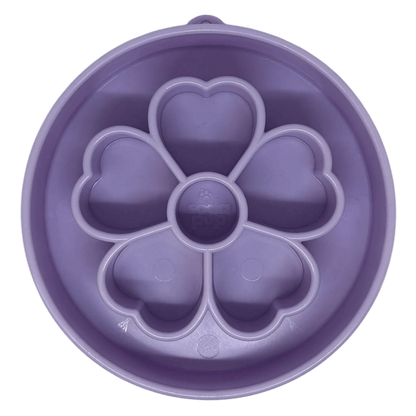 Purple SodaPup flower design slow feeder bowl with heart chambers