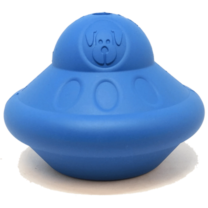 Blue SodaPup Flying Saucer rubber dog treat dispenser for heavy chewers