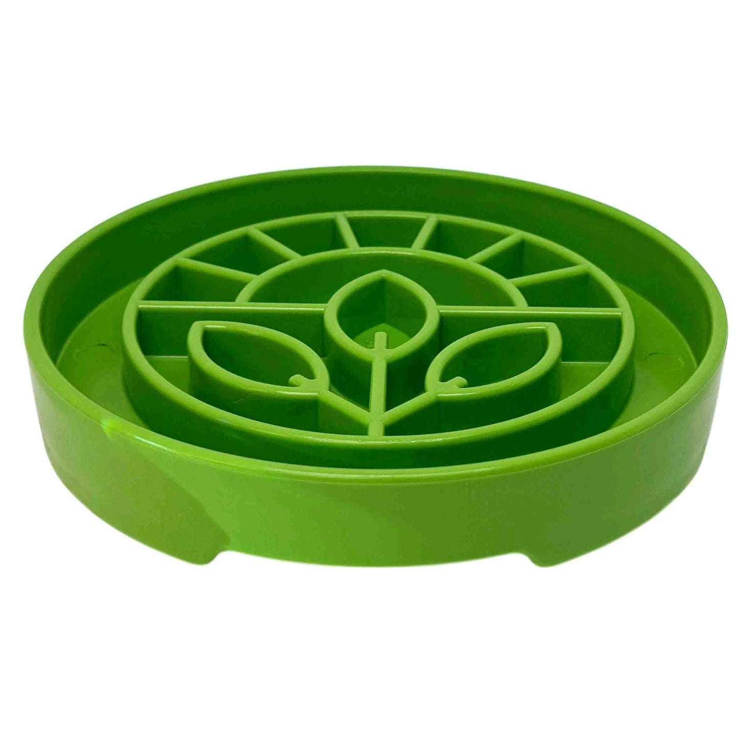 Green SodaPup flower design slow feeder bowl with segmented chambers
