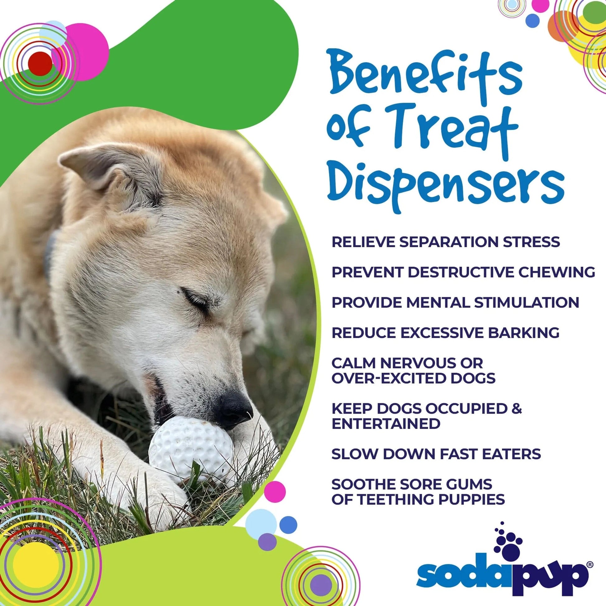 White dimpled golf ball dog chew toy relieving separation stress and boredom for dogs