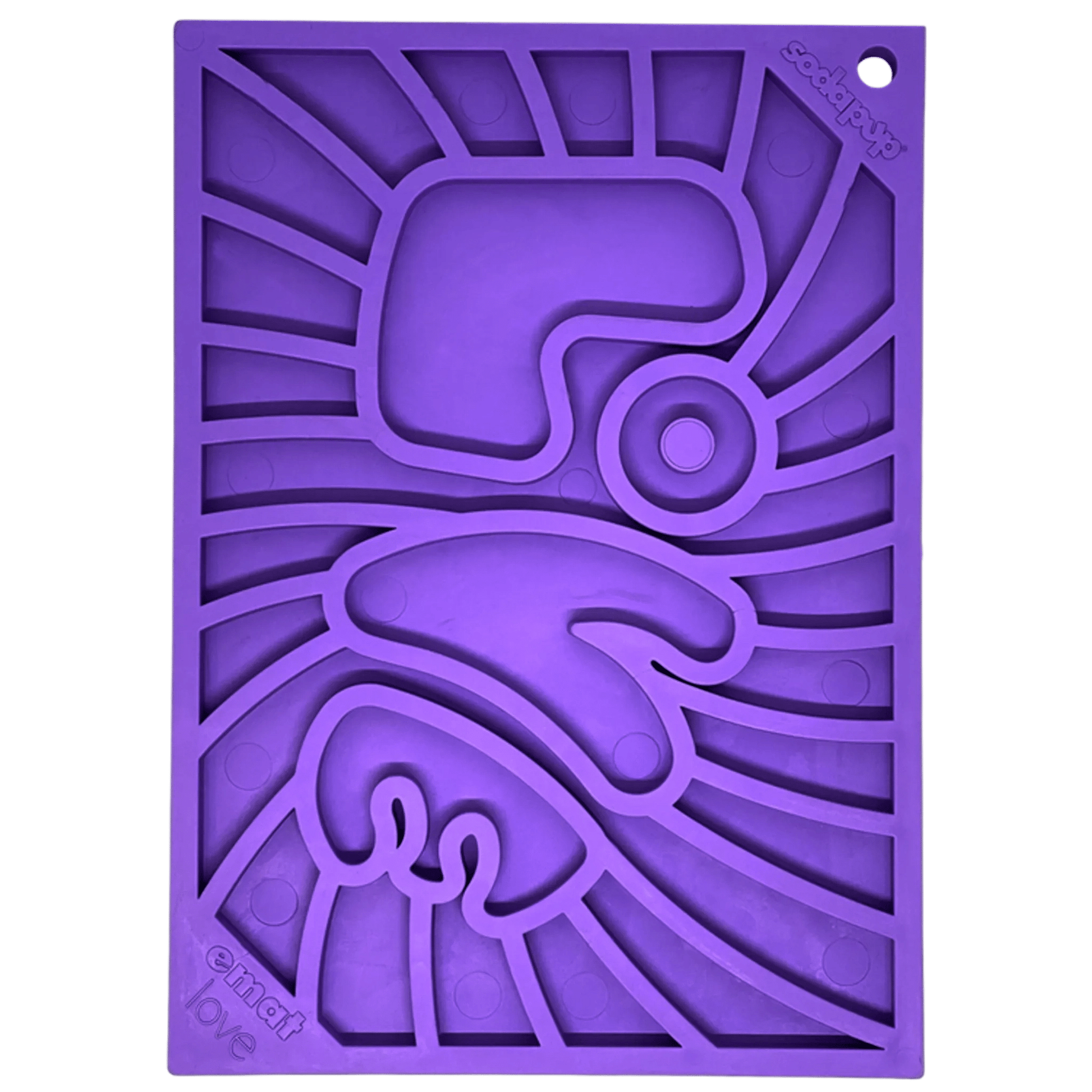 Small purple SodaPup Groovy Love eMat with embossed geometric relief design