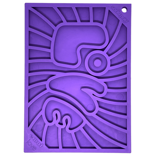 Small purple SodaPup Groovy Love eMat with embossed geometric relief design