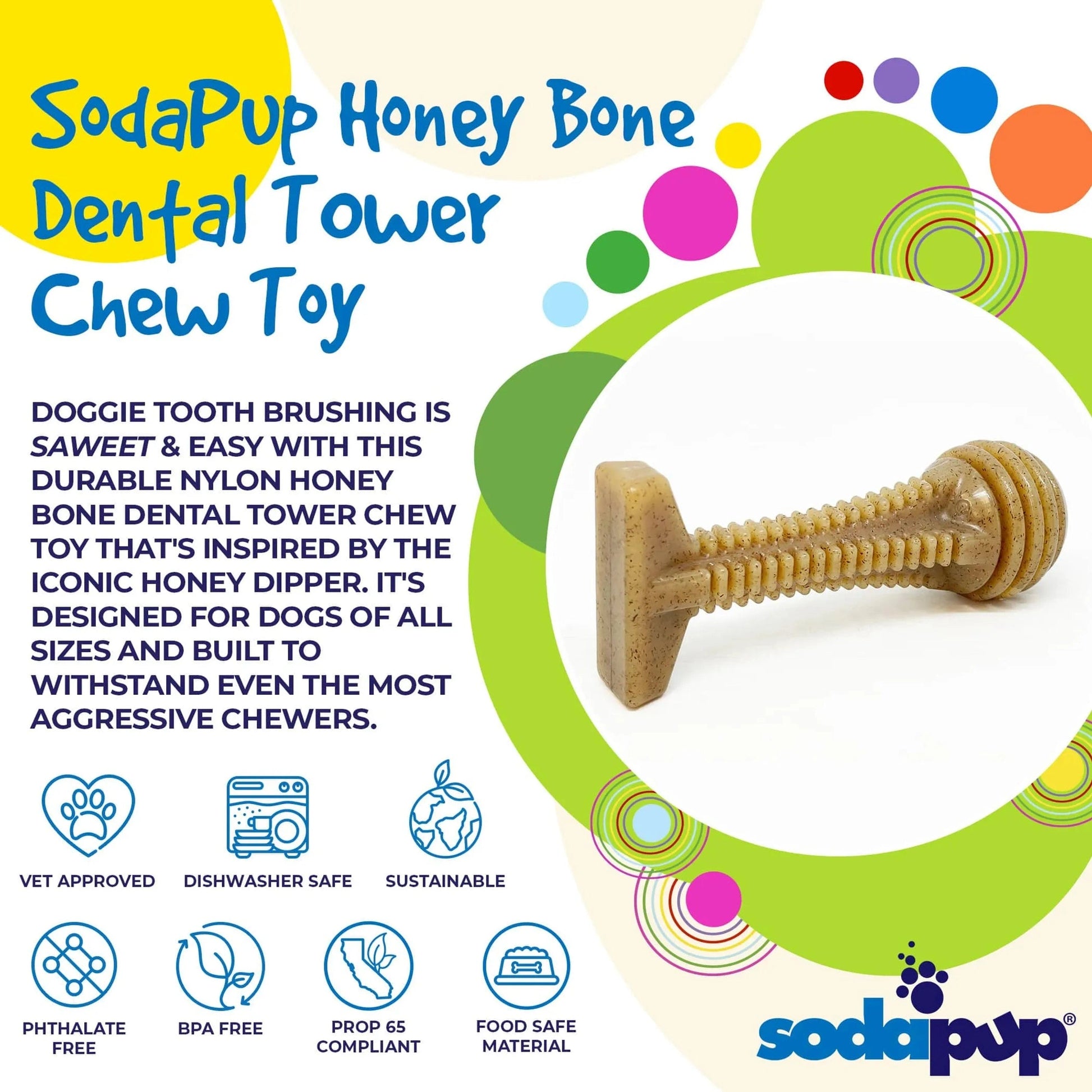 SodaPup Honey Bone Dental Flower Tower Nylon Chew Toy for Super Chewers