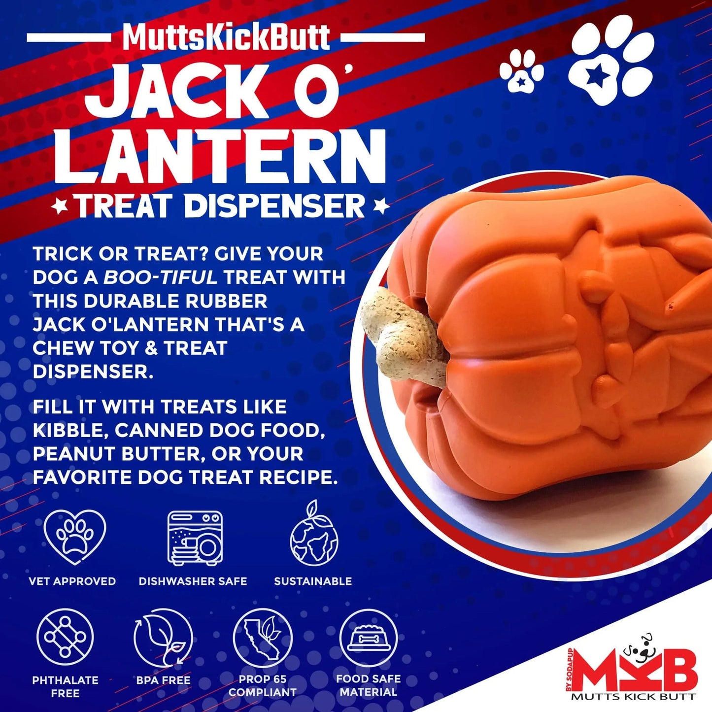 Jack O' Lantern Chew & Treat Dispenser