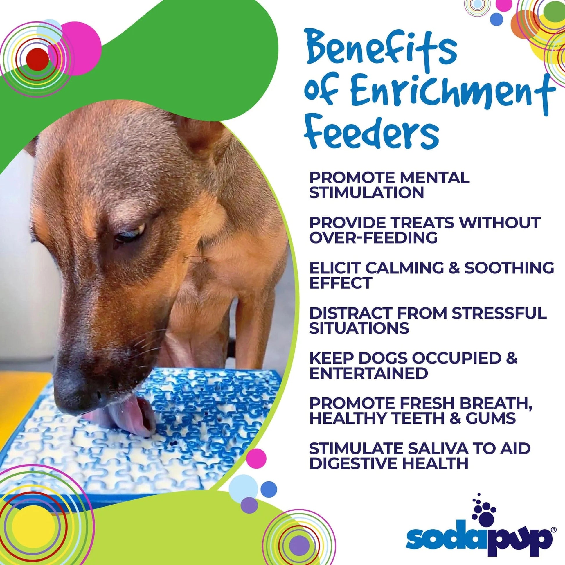 Blue jigsaw lick mat with treats for dog anxiety relief